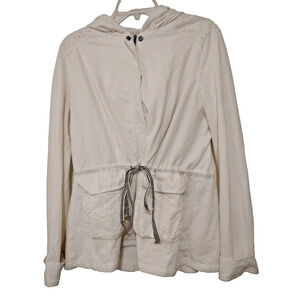 Anthropologie Saturday Sunday Cream Ivory Full Zip Hoodie Jacket Large Cotton